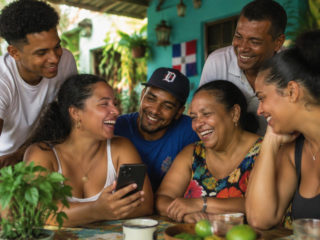 Amigos organizando su San con el celular